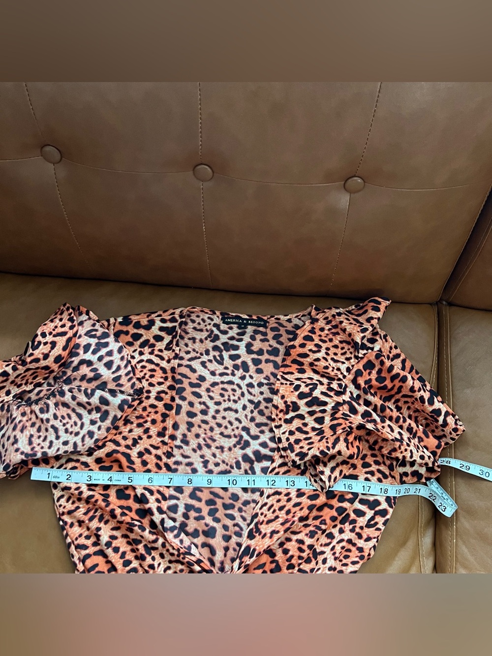 American & Beyond Leopard Print Maxi Dress Boho Chic Resortwear Cover Up Sz M - Picture 9 of 10